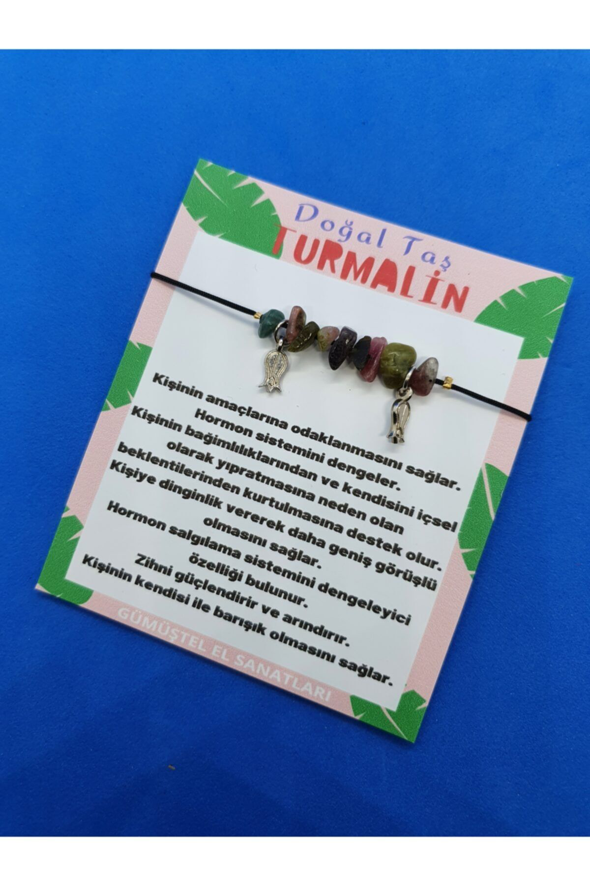 Sertifikalı Turmalin Doğal Taş Bileklik Kelebek Detaylı Orijinal 