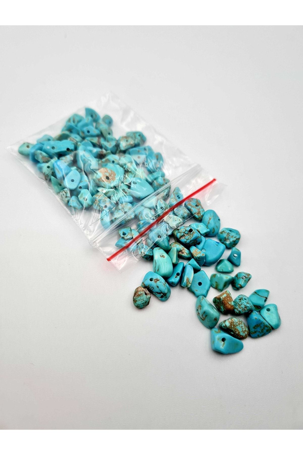 Gümüştel El Sanatlari Sertifikali Turkuaz Kirik Doğal Taş - 20 Gr Delikli
