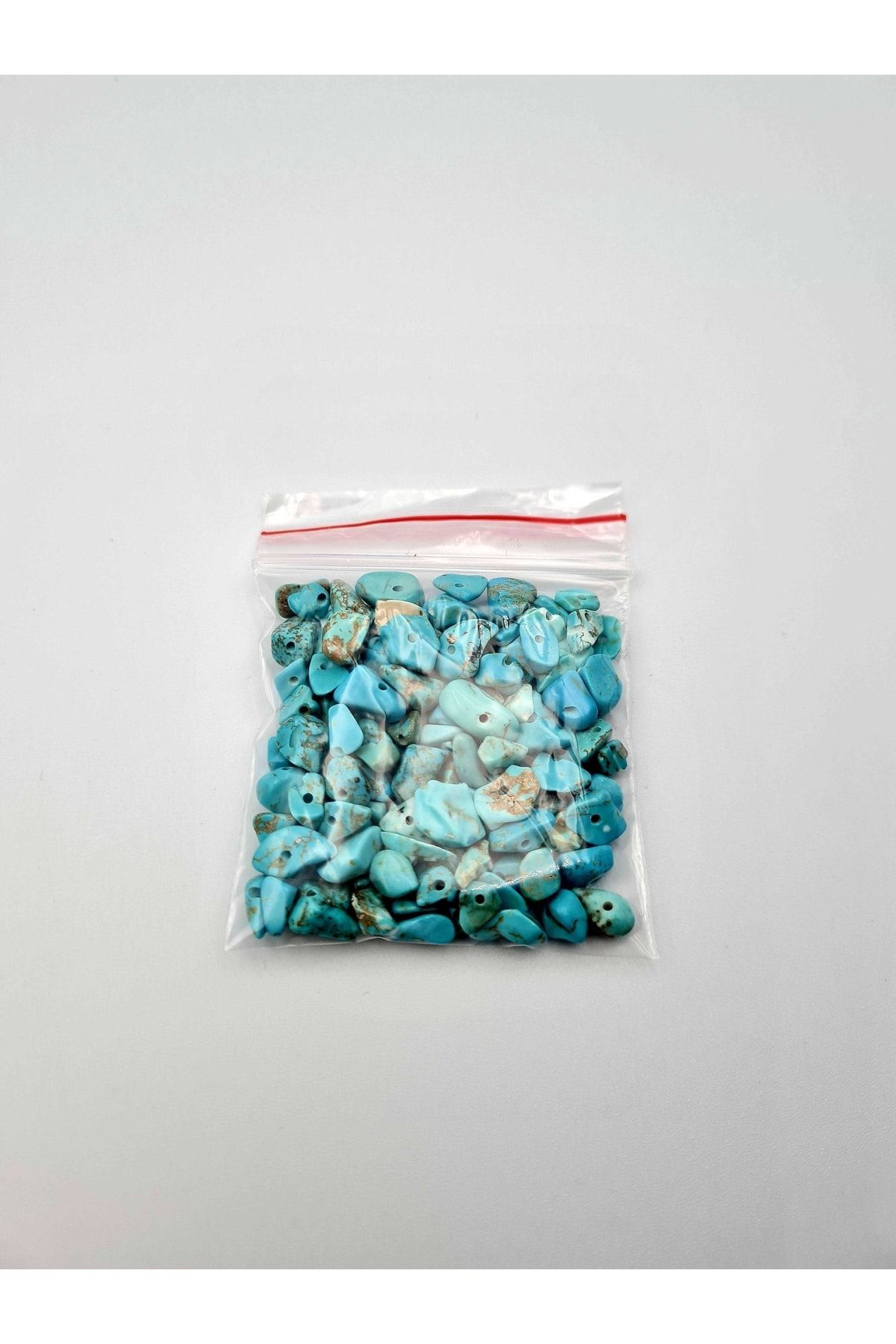 Gümüştel El Sanatlari Sertifikali Turkuaz Kirik Doğal Taş - 20 Gr Delikli