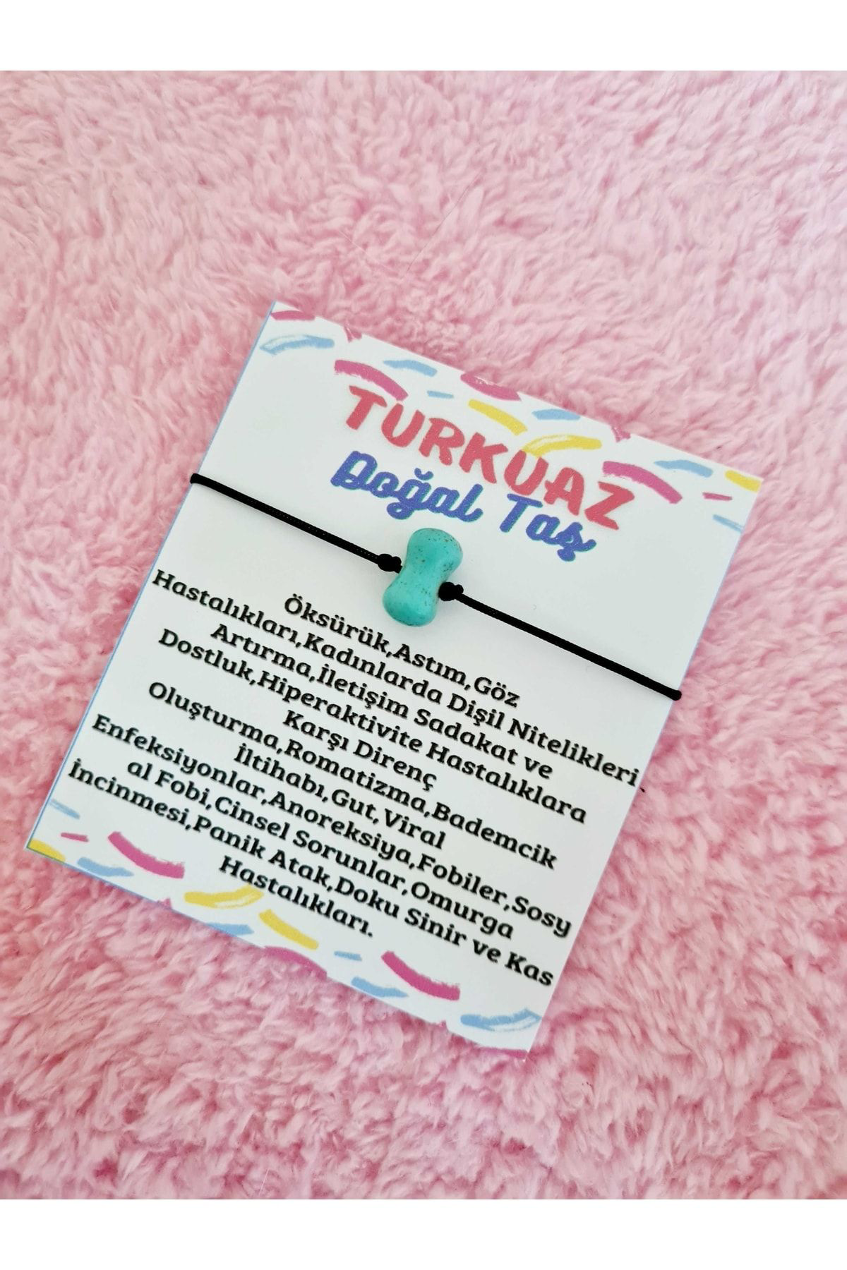 Sertifikalı Turkuaz Doğal Taş Bileklik Makrome Kilit Sistemi