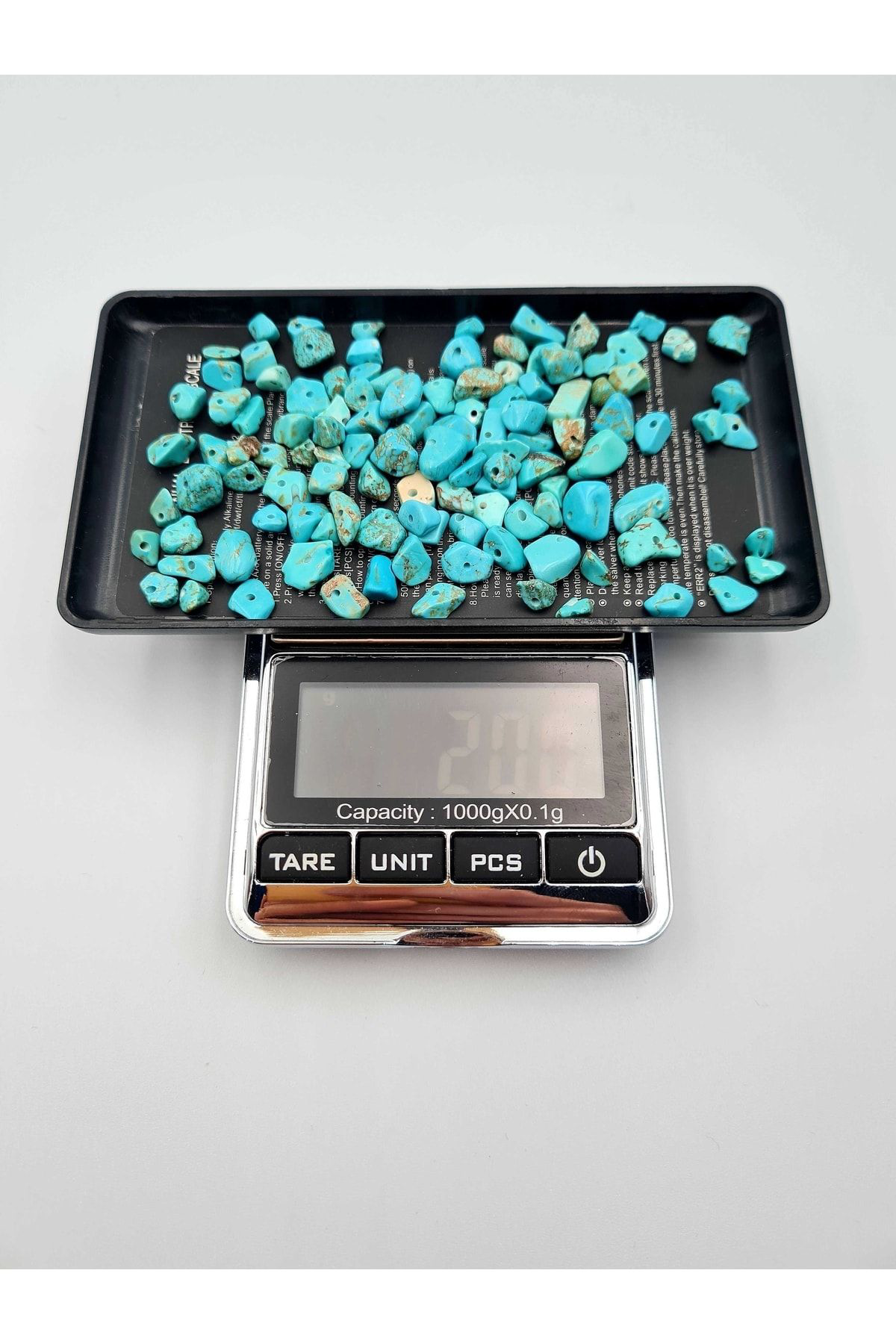 Gümüştel El Sanatlari Sertifikali Turkuaz Kirik Doğal Taş - 20 Gr Delikli