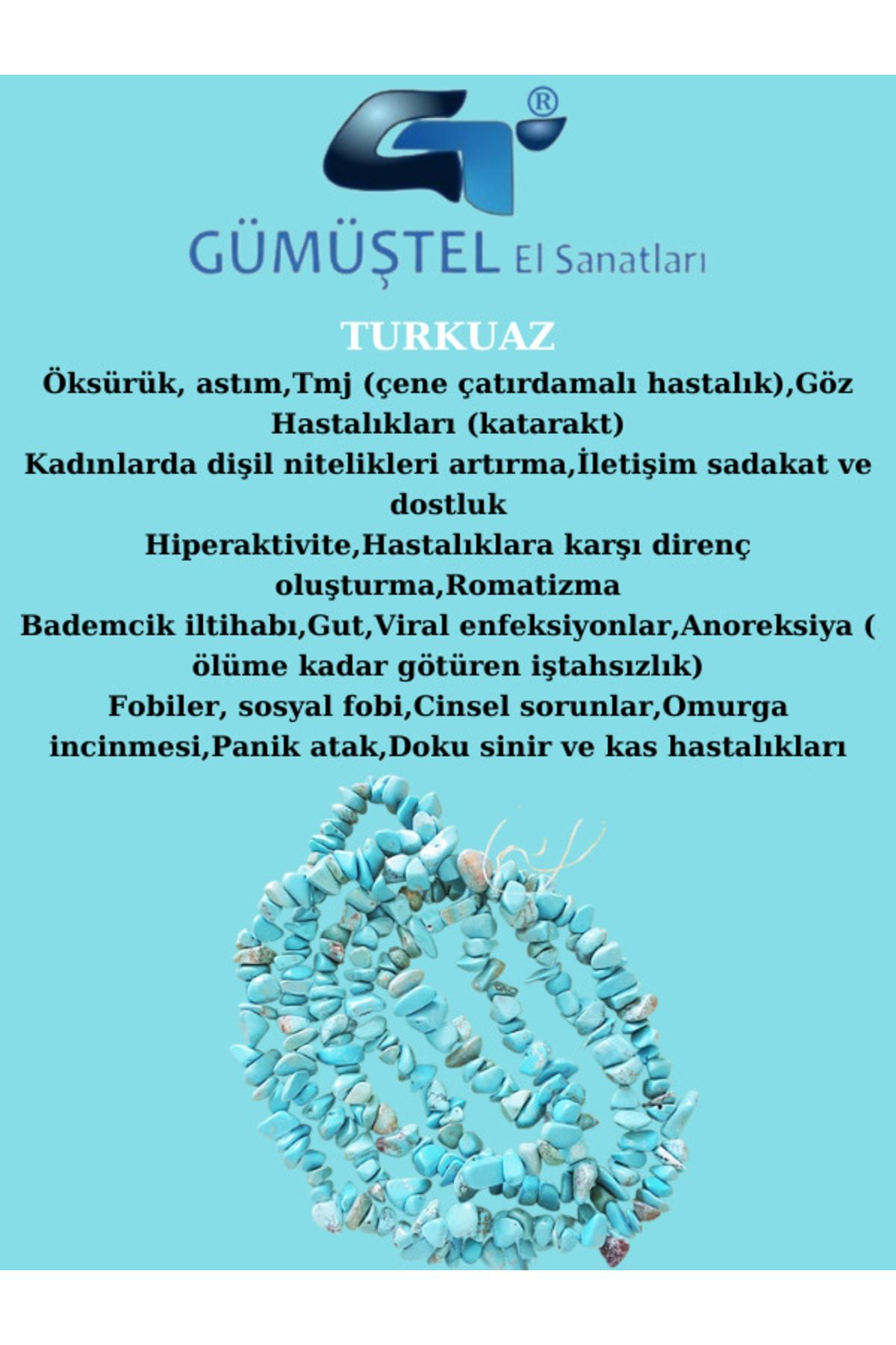 Gümüştel El Sanatlari Sertifikali Turkuaz Kirik Doğal Taş - 10 Gr Delikli Doğal Taş