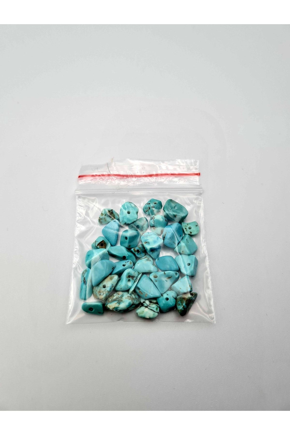 Gümüştel El Sanatlari Sertifikali Turkuaz Kirik Doğal Taş - 10 Gr Delikli Doğal Taş