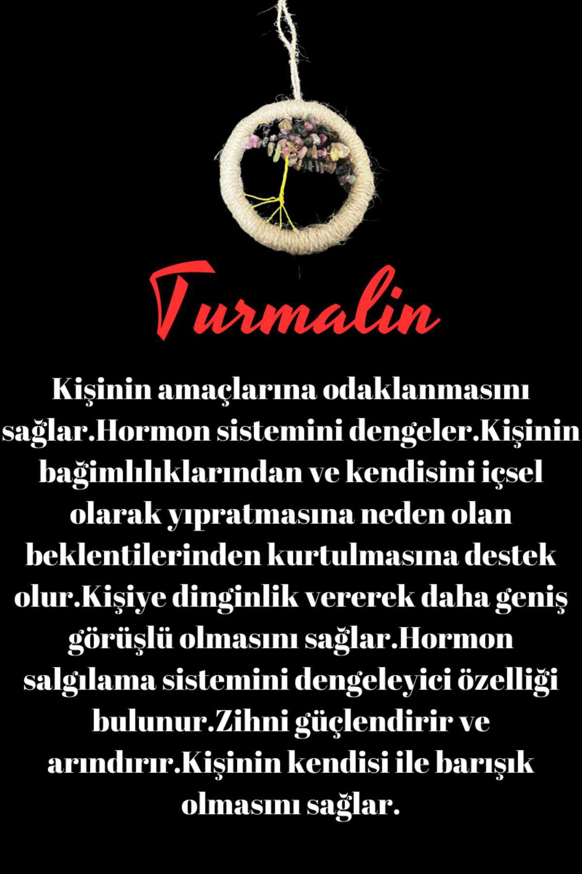 Gümüştel El Sanatlari Sertifikali Turmalin Doğal Taş El Yapimi Duvar Süsü & Araba Süsü 