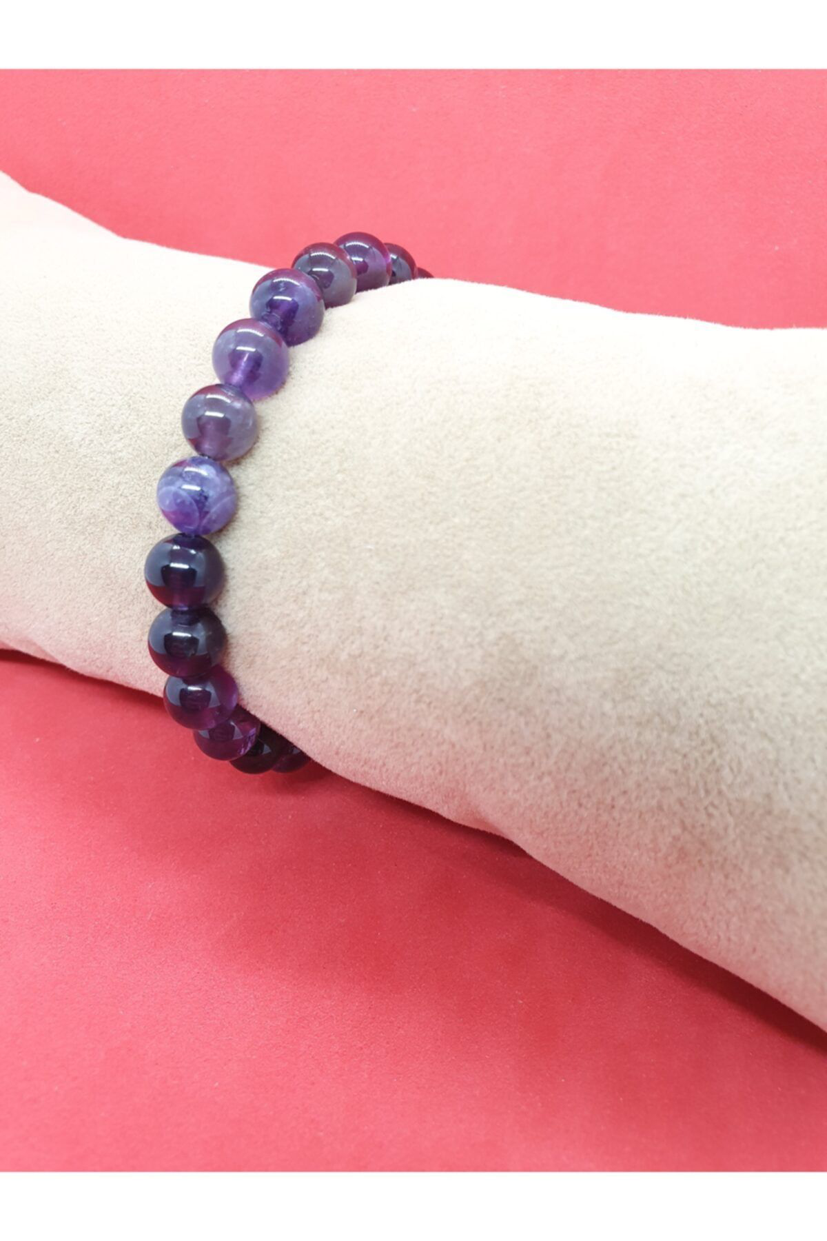 Sertifikalı Uruguay Ametist Doğal Taş Bileklik 8 Mm