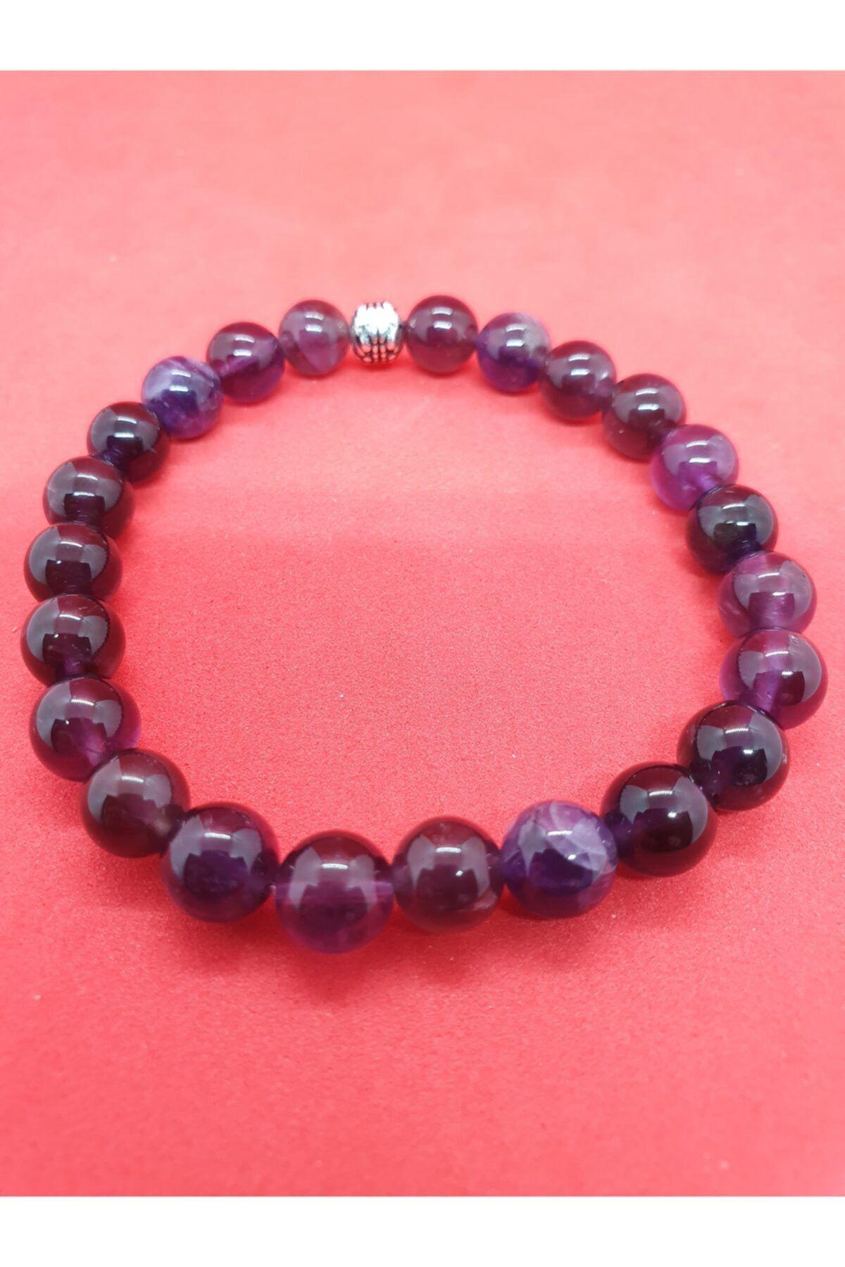 Sertifikalı Uruguay Ametist Doğal Taş Bileklik 8 Mm
