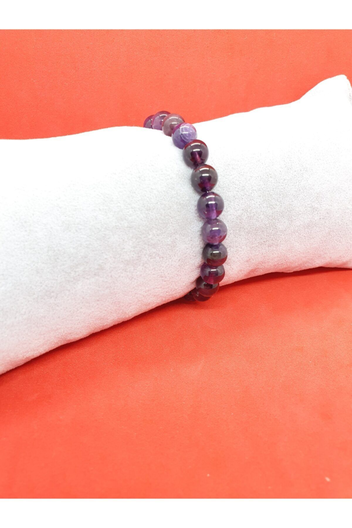 Sertifikalı Uruguay Ametist Doğal Taş Bileklik 8 Mm