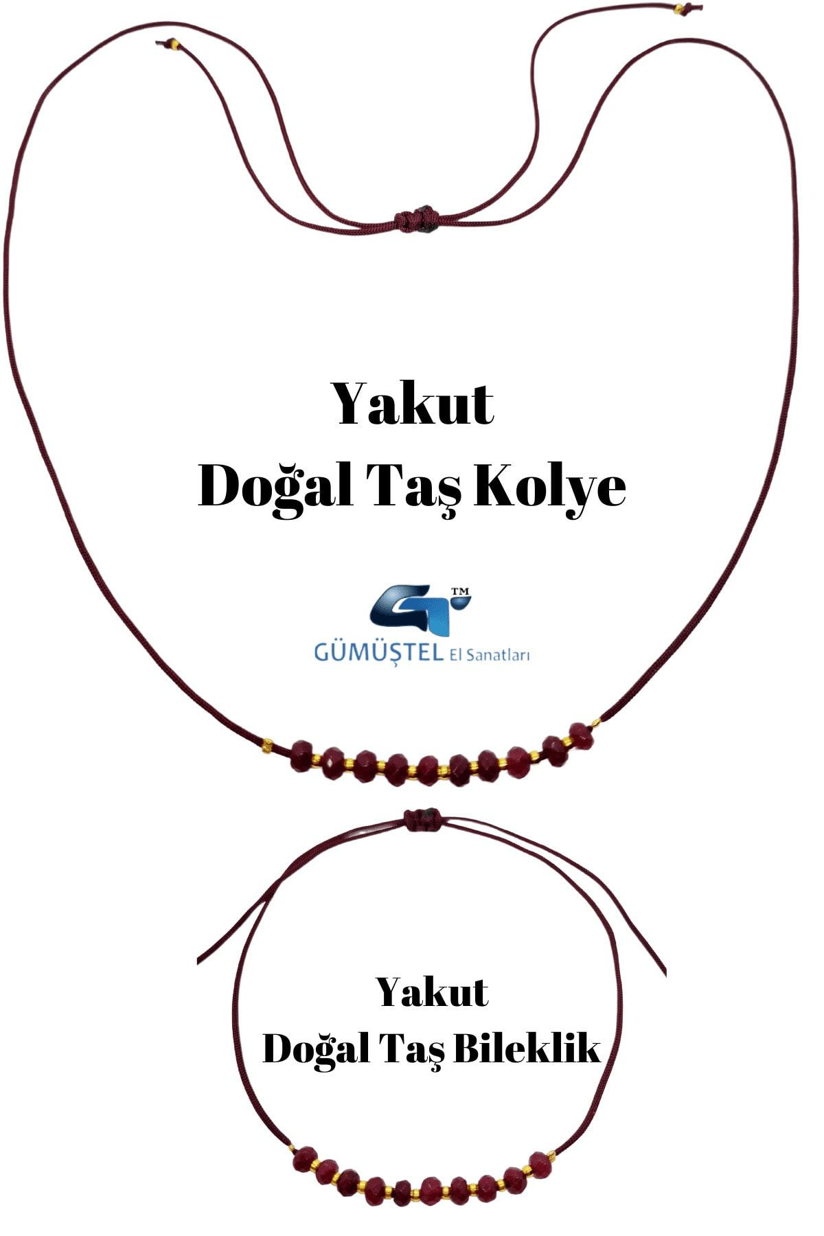 Gümüştel El Sanatlari Sertifikali Yakut Doğal Taş Kolye & Bileklik Takimi Çok Fonksiyon