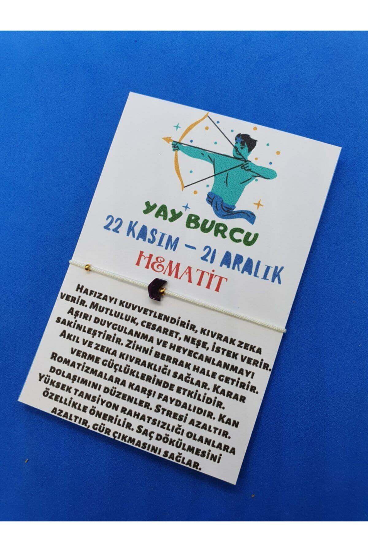 Sertifikalı Yay Burcu Hematit Taşı Doğal Taş Bileklik