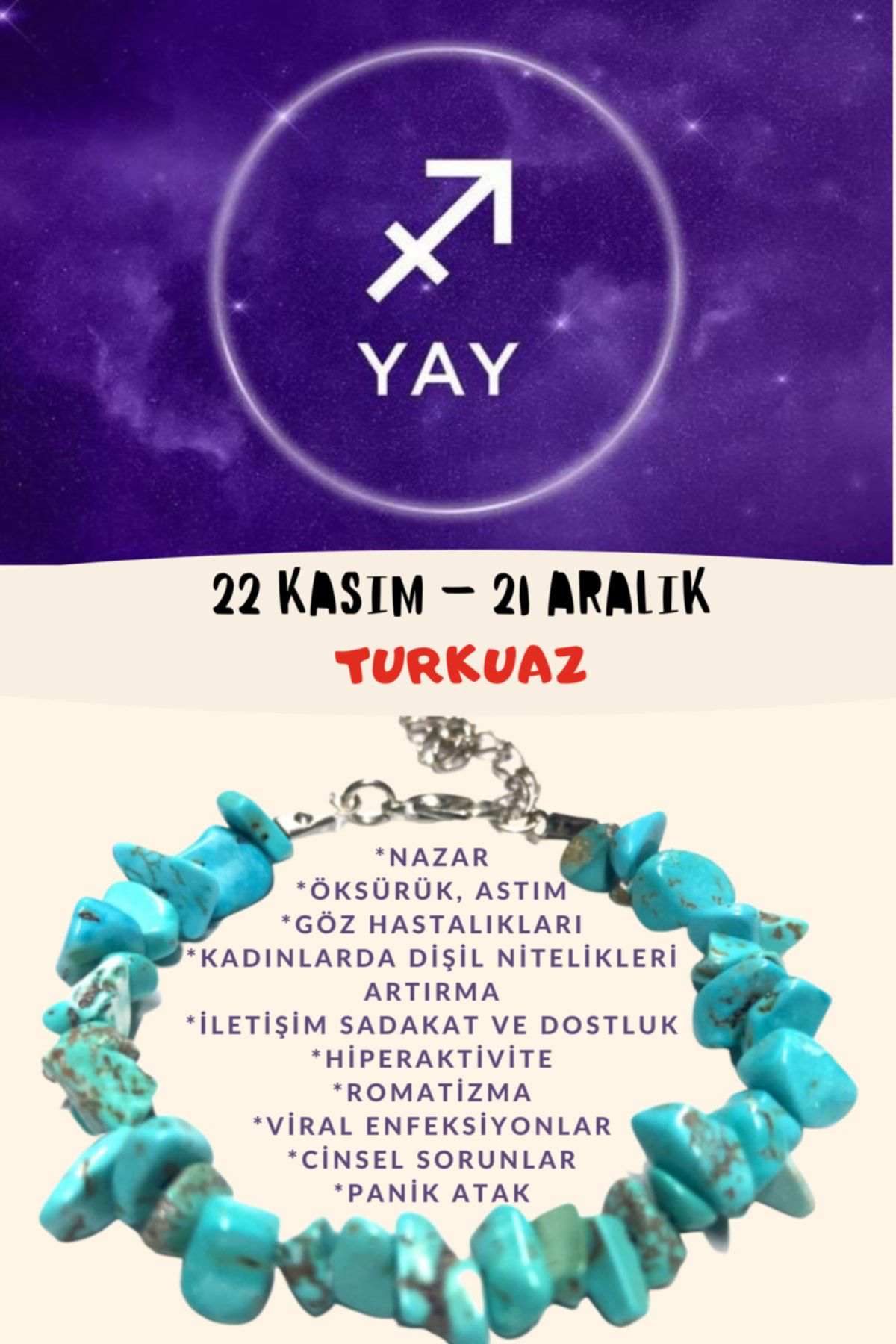 Sertifikalı Yay Burcu Burç Bilekliği