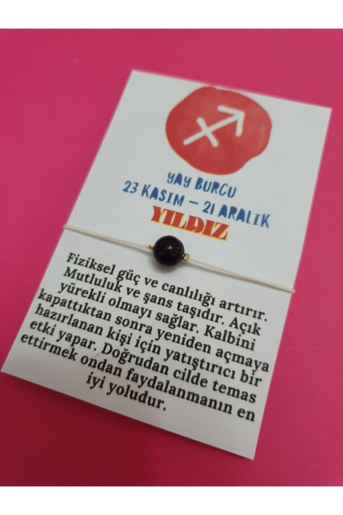 Gümüştel El Sanatlari Sertifikali Yay Burcu Yildiz Doğal Taş İp Burç Bilekliği