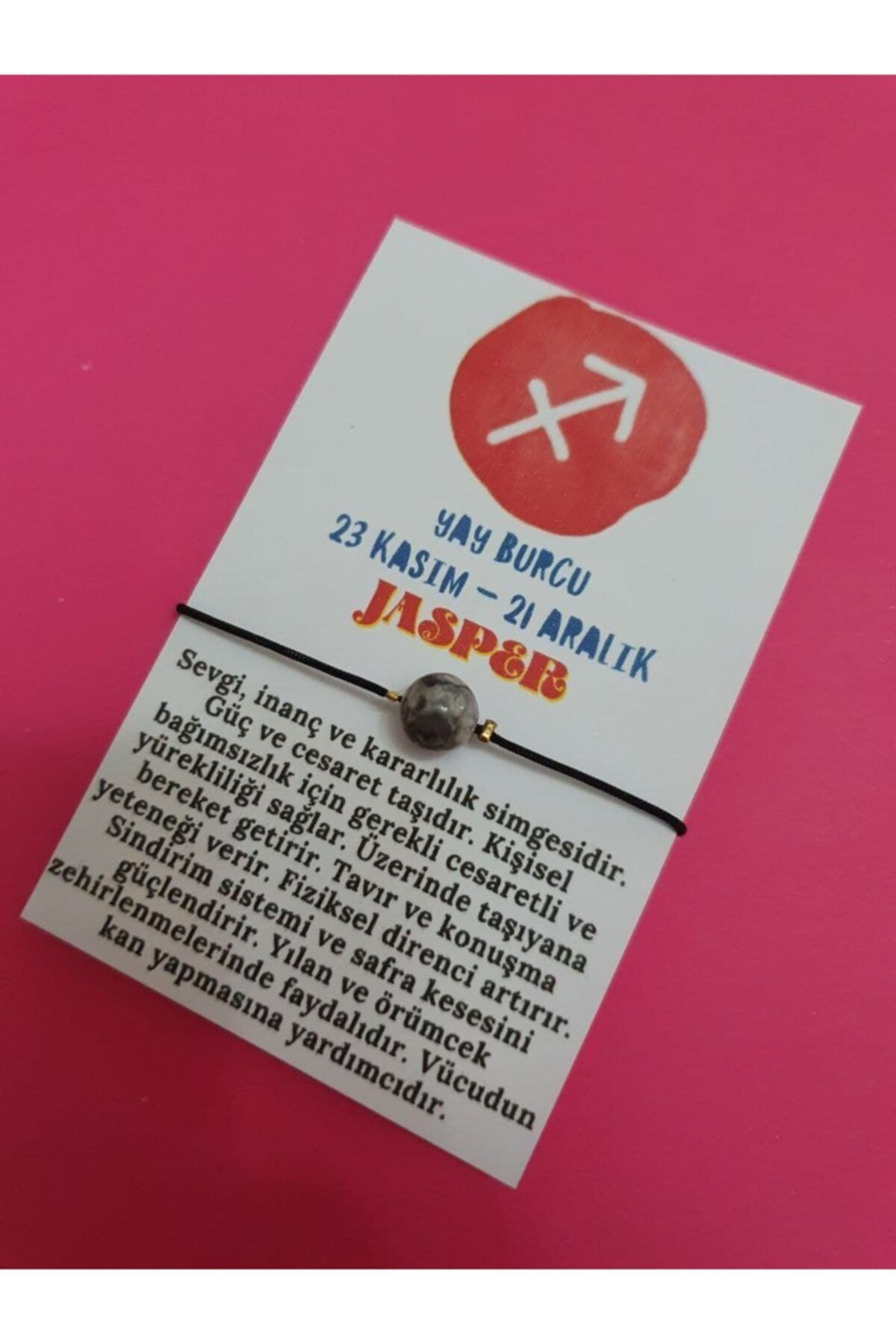 Sertifikalı Yay Burcu Jasper Doğal Taş Ip Burç Bilekliği