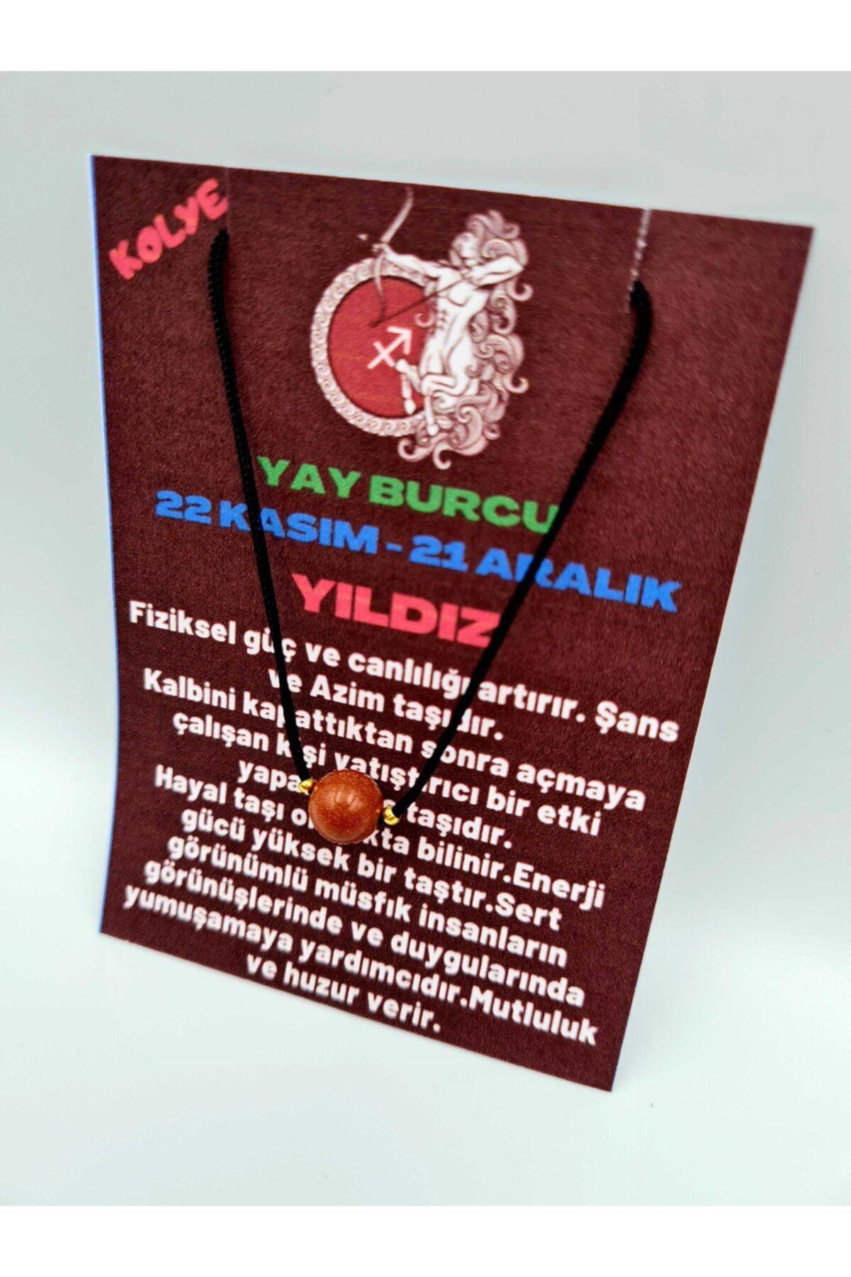 Sertifikalı Yay Burcu Yıldız Taşı Doğal Taş Kolye