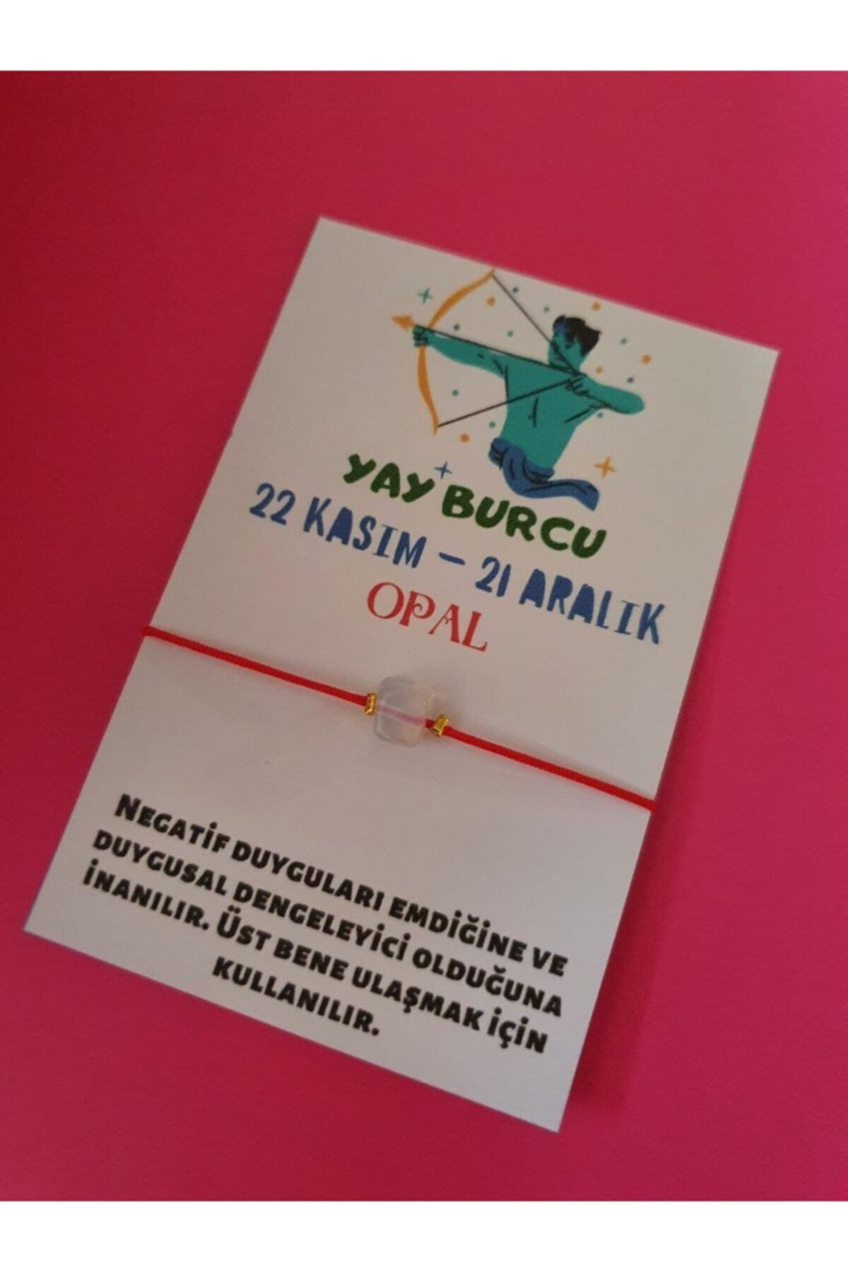 Sertifikalı Yay Burcu Opal Doğal Taşlı Ip Burç Bilekliği