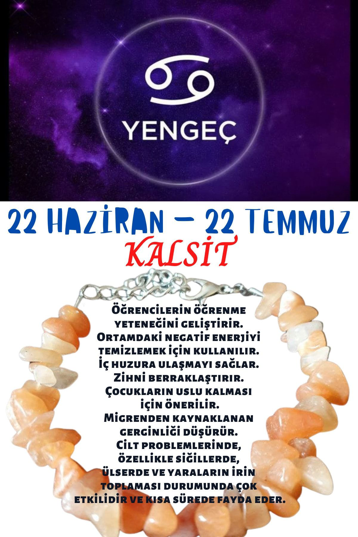 Sertifikalı Yengeç Burcu Burç Bilekliği