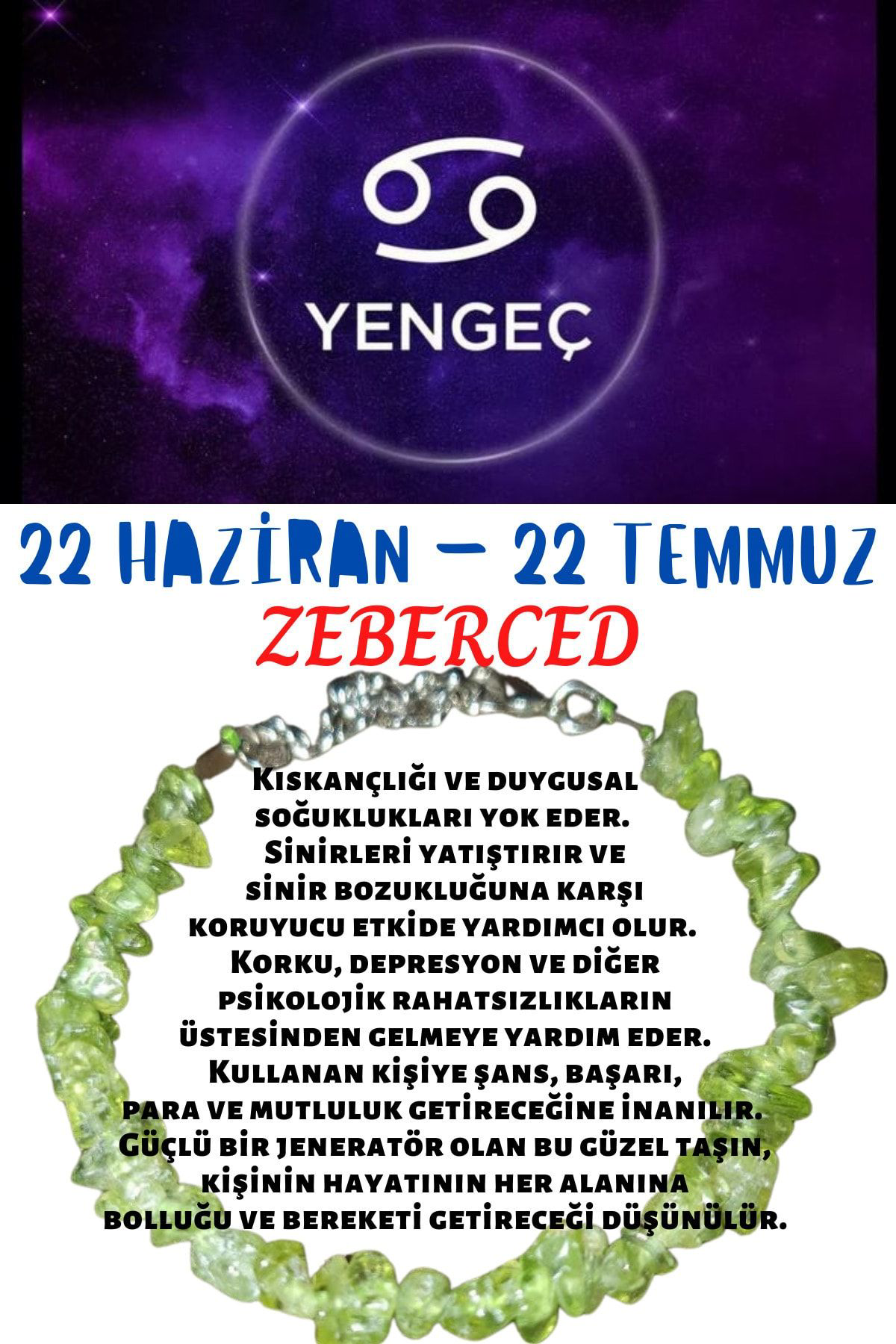 Sertifikalı Yengeç Burcu Burç Bilekliği