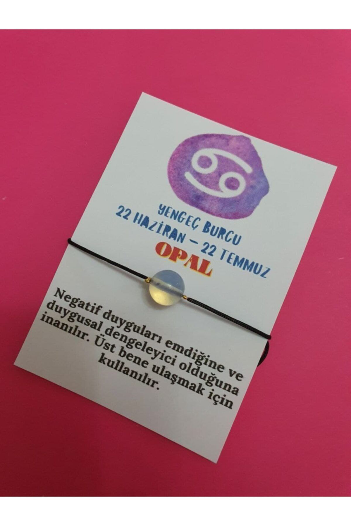 Sertifikalı Yengeç Burcu Opal Doğal Taş Ip Burç Bilekliği