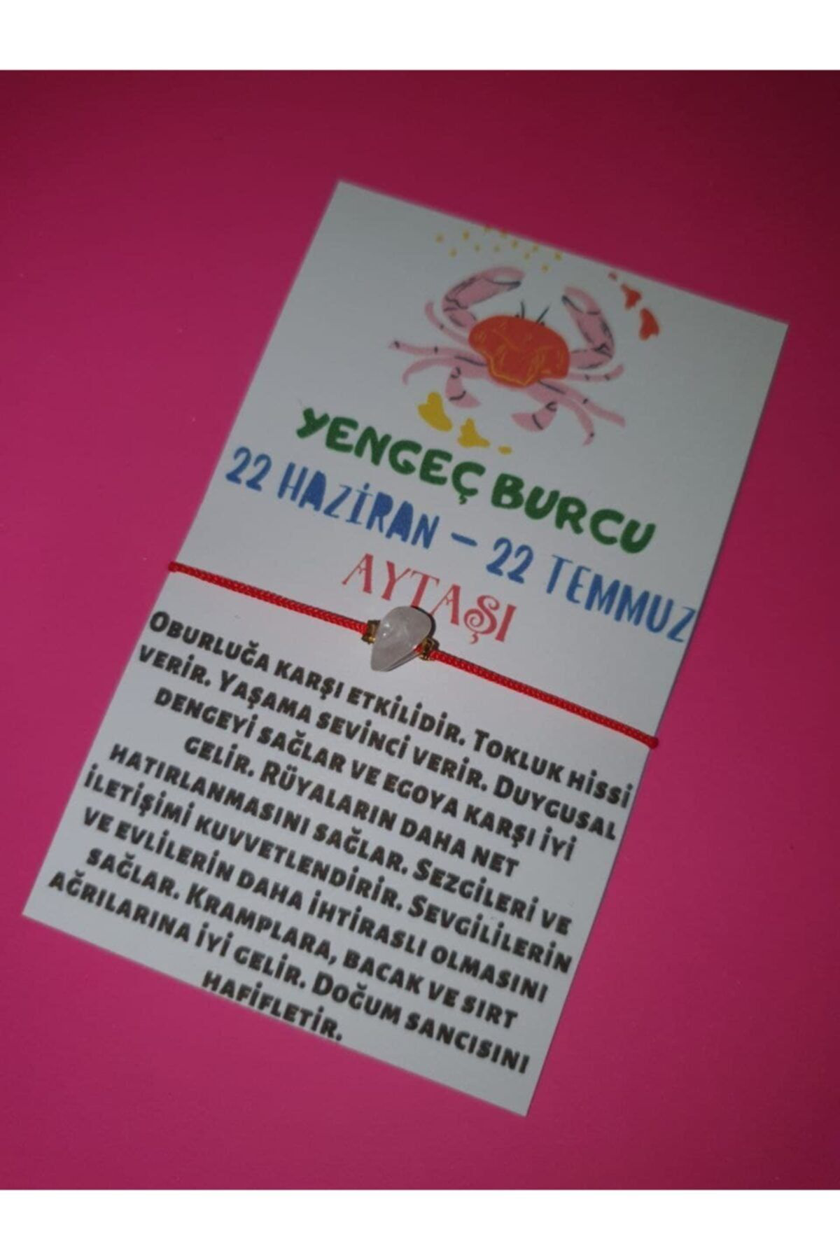Gümüştel El Sanatlari Sertifikali Yengeç Burcu Aytaşi Doğal Taşli İp Burç Bilekliği