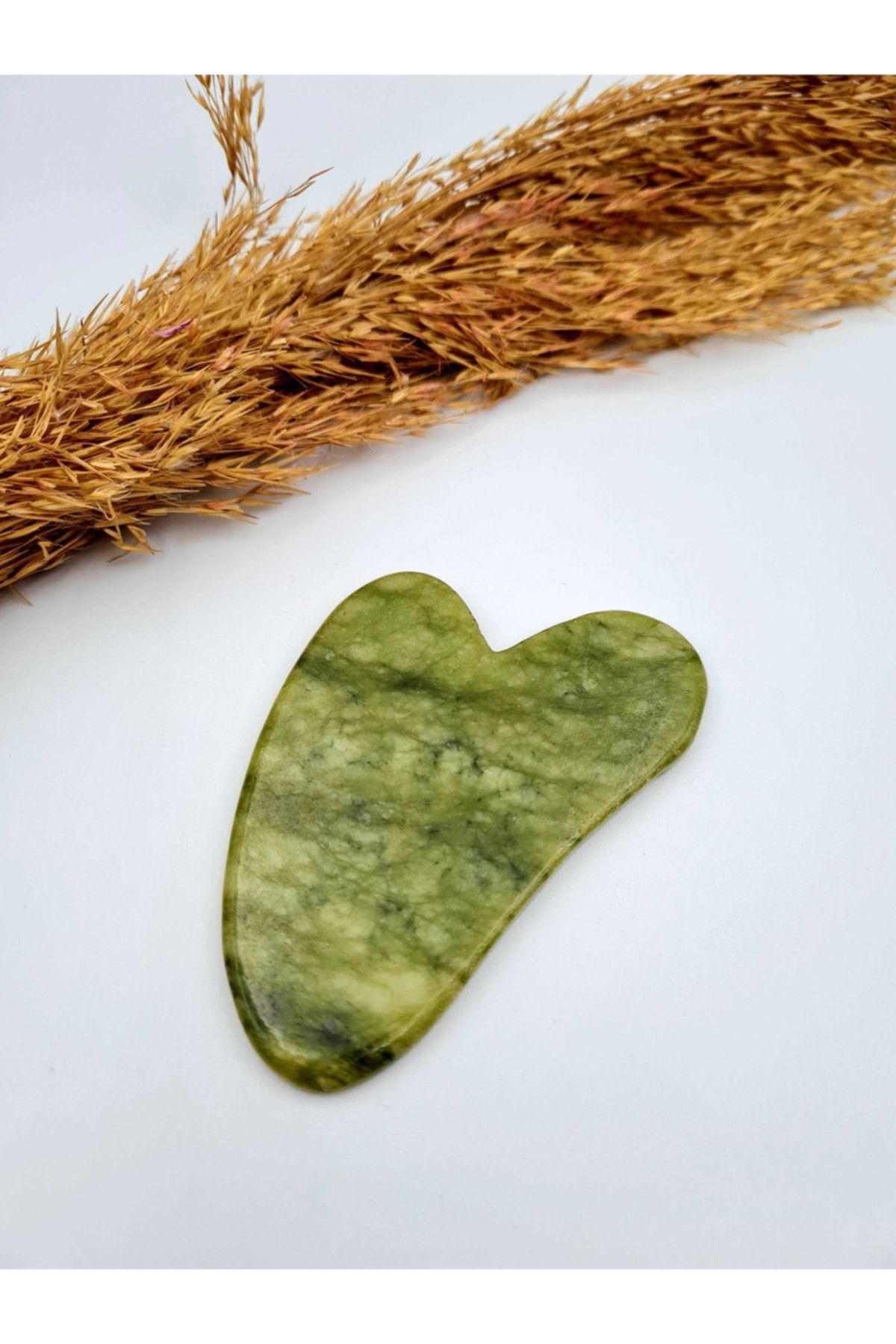 Gümüştel El Sanatlari Sertifikali Yeşim Taşi Orijinal Doğal Taş Gua Sha Masaj Taşi