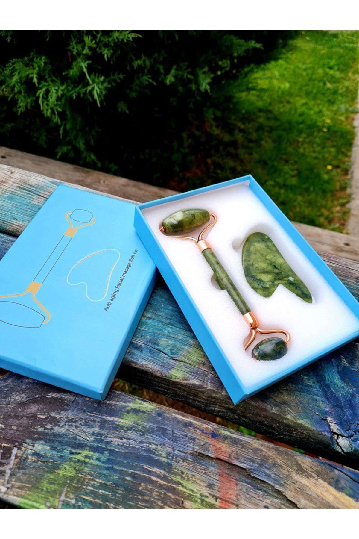 Sertifikalı Yeşim Masaj Taşı Roller Ve Yeşim Taşı Gua Sha (KALP T
