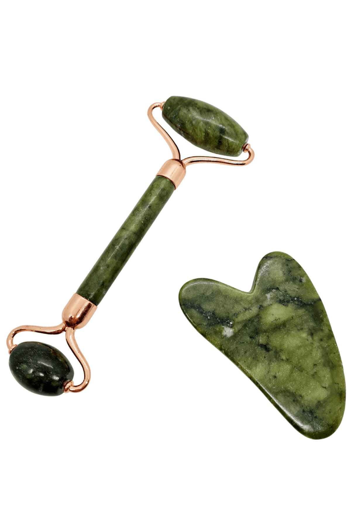 Sertifikalı Yeşim Masaj Taşı Roller Ve Yeşim Taşı Gua Sha (KALP T
