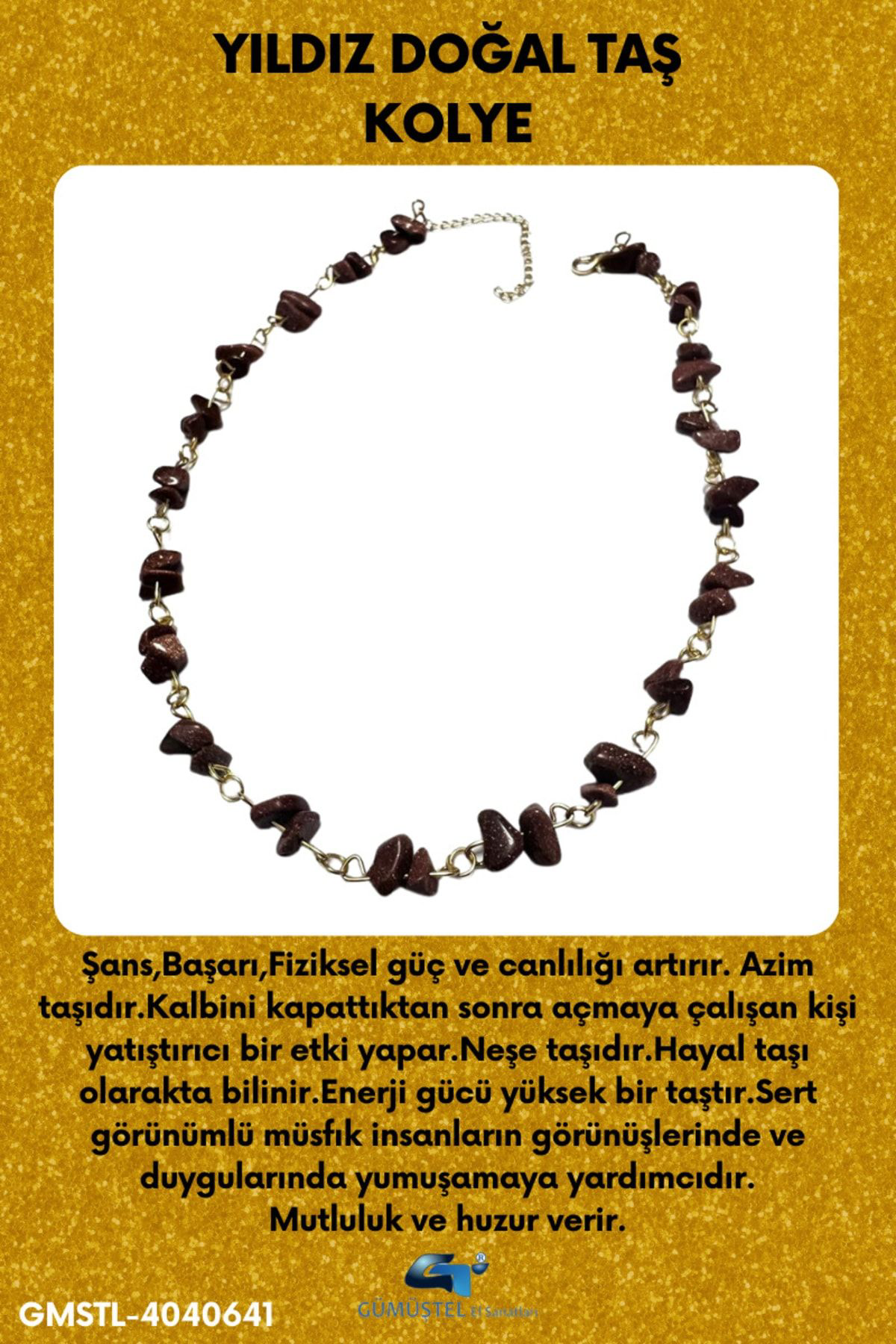 Sertifikalı Yıldız Doğal Taş Özel Tasarım Kolye Kahverengi