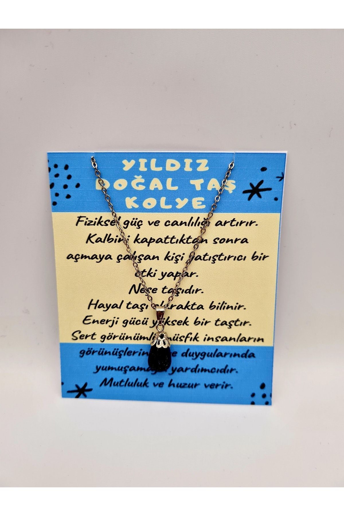 Sertifikalı Yıldız (STAR) Orijinal Doğal Taş Kolye Damla Kesim Az