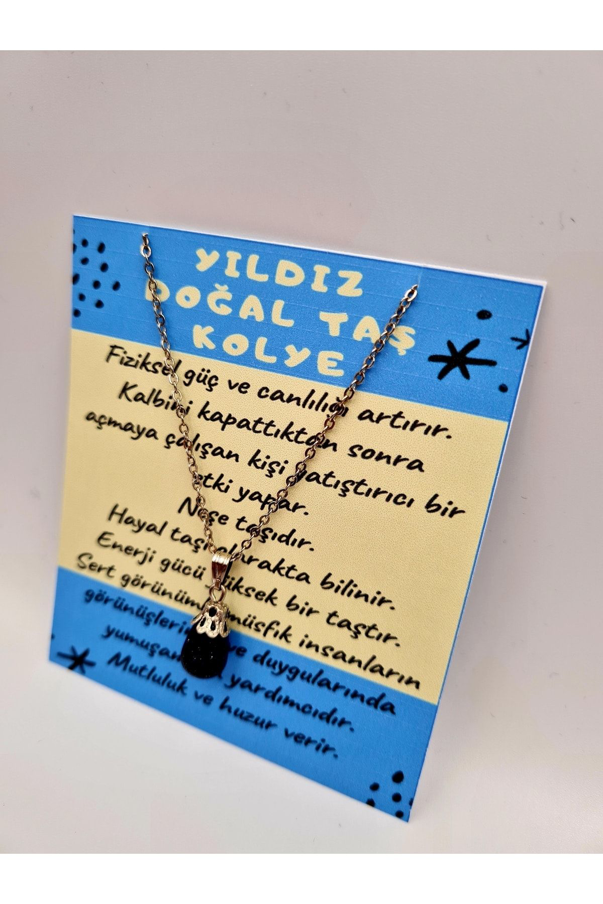 Sertifikalı Yıldız (STAR) Orijinal Doğal Taş Kolye Damla Kesim Az