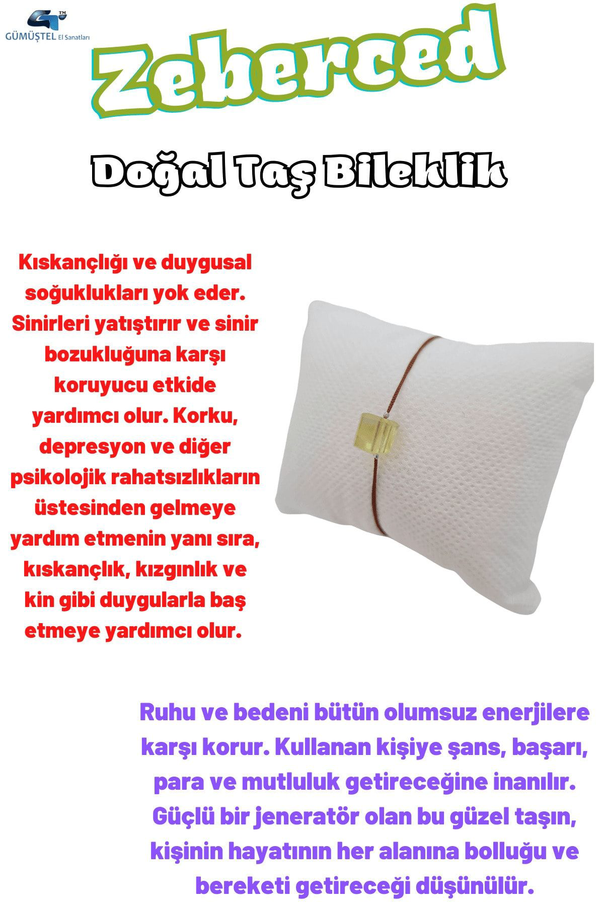 Sertifikalı Zeberced Doğal Taş Bileklik Aaa Kalite Asimetrik Küp