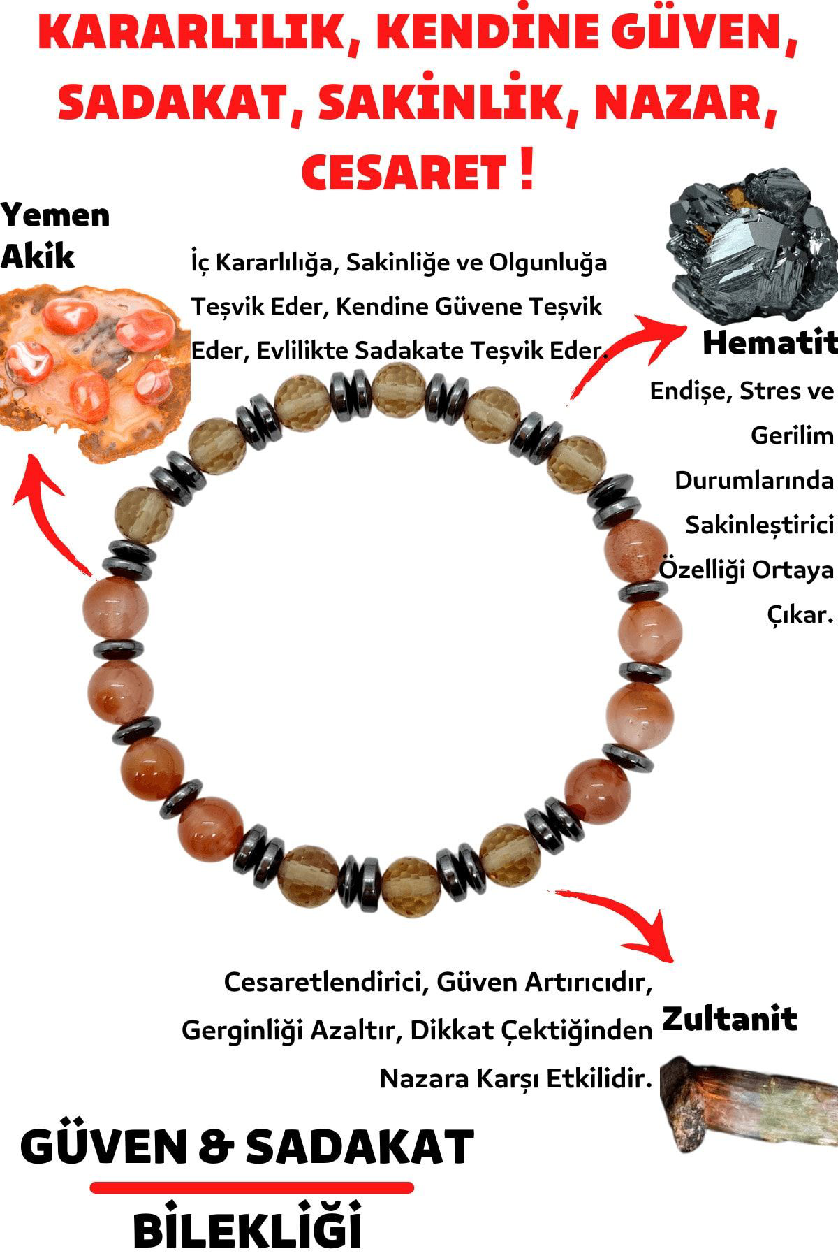 Sertifikalı Zultanit Yemen Akik Hematit Bileklik Sertifikalı Zultanit Yemen Akik Hematit Bileklik