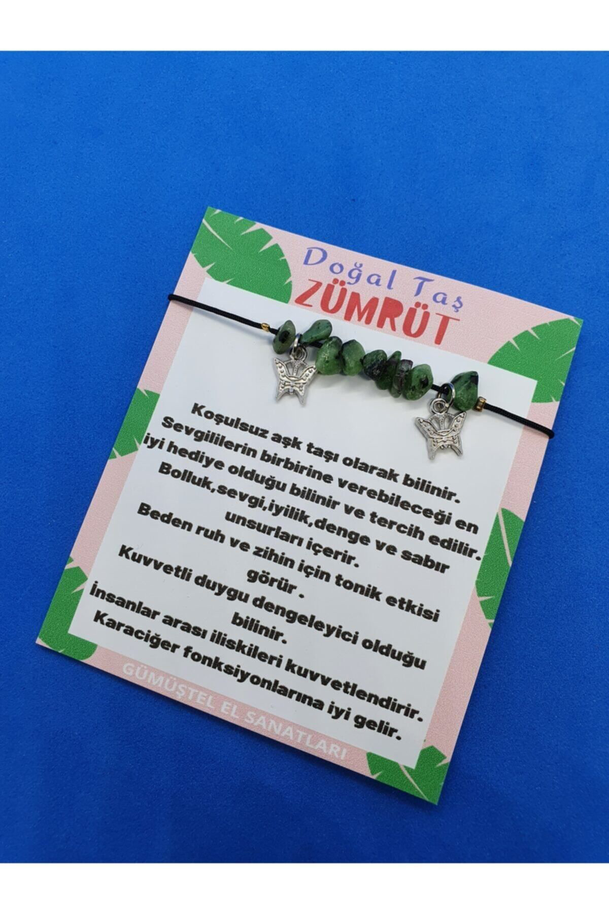 Sertifikalı Zümrüt Kelebek Detaylı Zümrüt Doğal Taş Bileklik