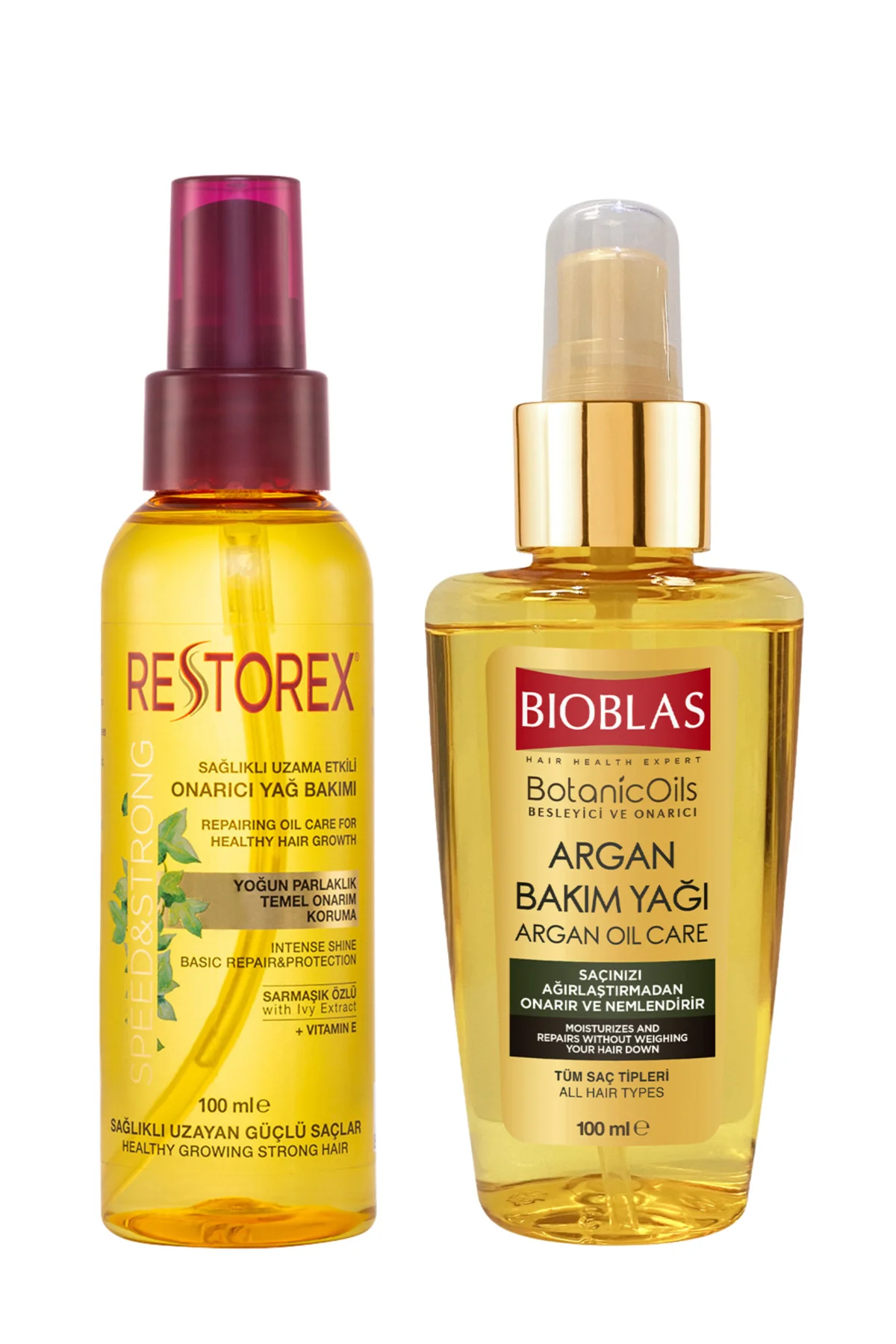 Serum Argan Bakım Yağı 100 Ml + Restorex Saç Bakım Yağı Sarmaşık Özlü 100 Ml Set