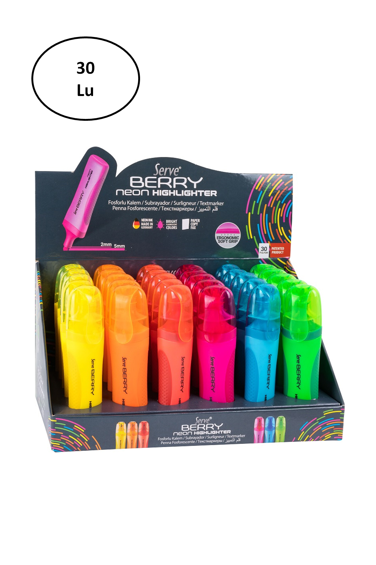 Just Cheap Store Serve Berry Fosforlu Kalem Karton Stant 30 Lu