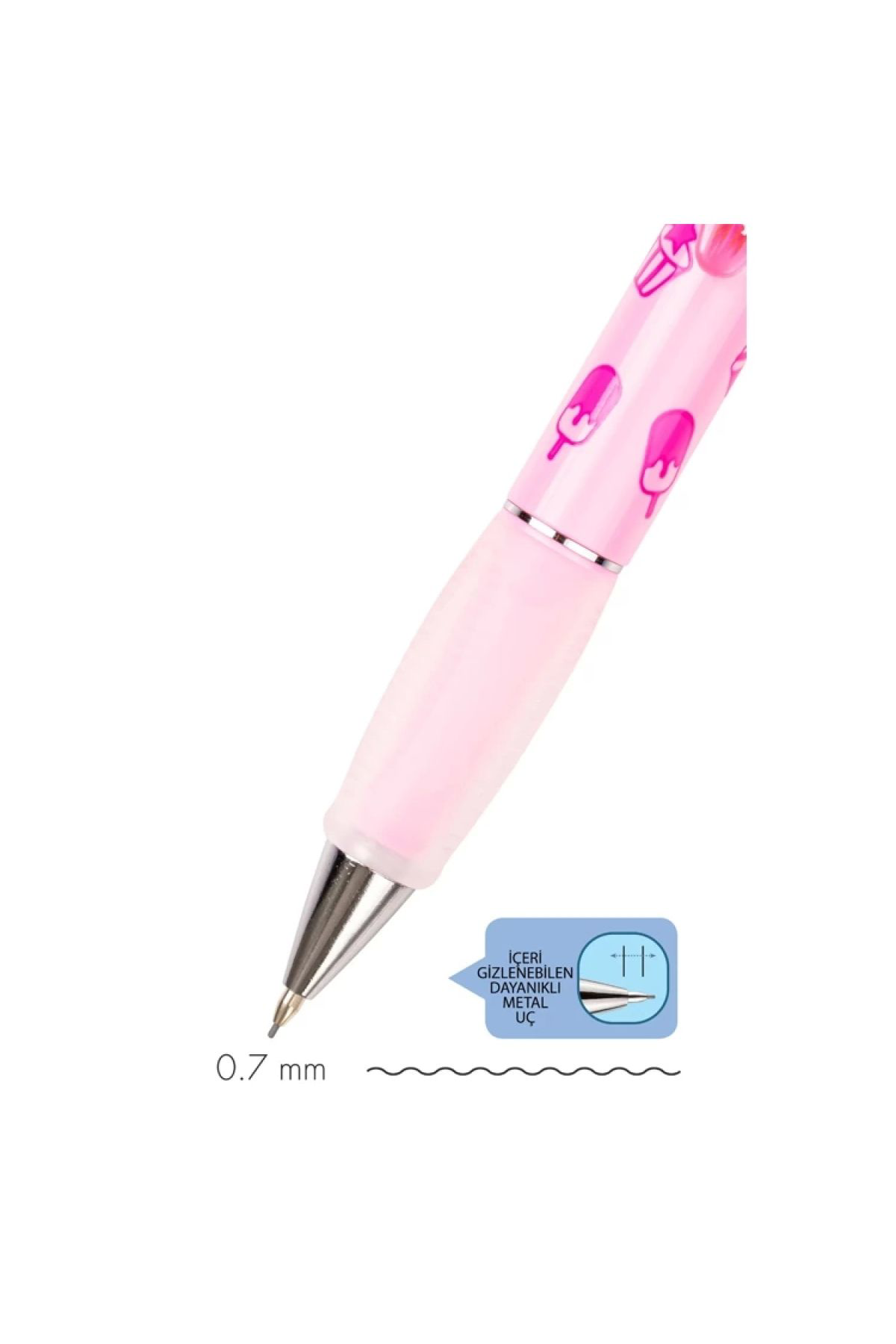 Serve  Deep Mekanik Versatil Kalem 0.7 Pembe Desenli