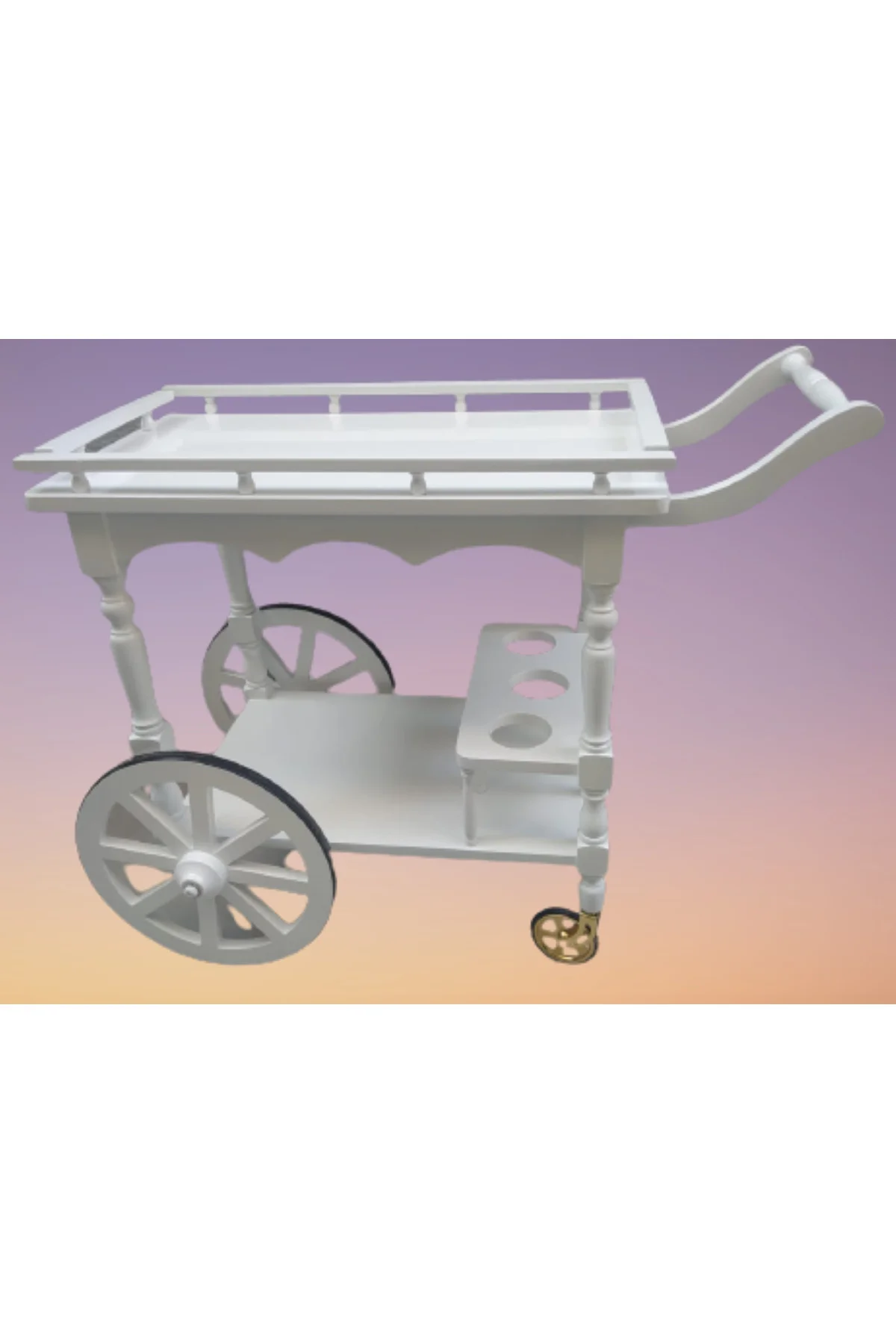 Servis Araba 12012 Büyük Teker Model Kayın Ayak Nature Ceviz Boya Yemek dağıtır - Görsel 4