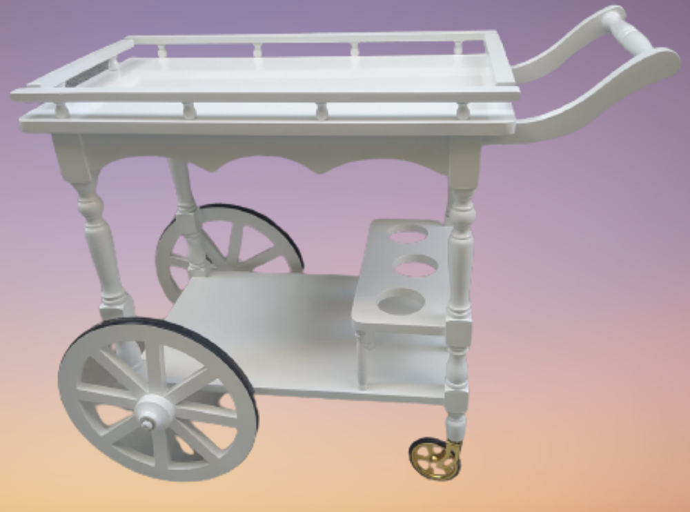 Servis Araba 12012 Büyük Teker Model Kayın Ayak Nature Ceviz Boya