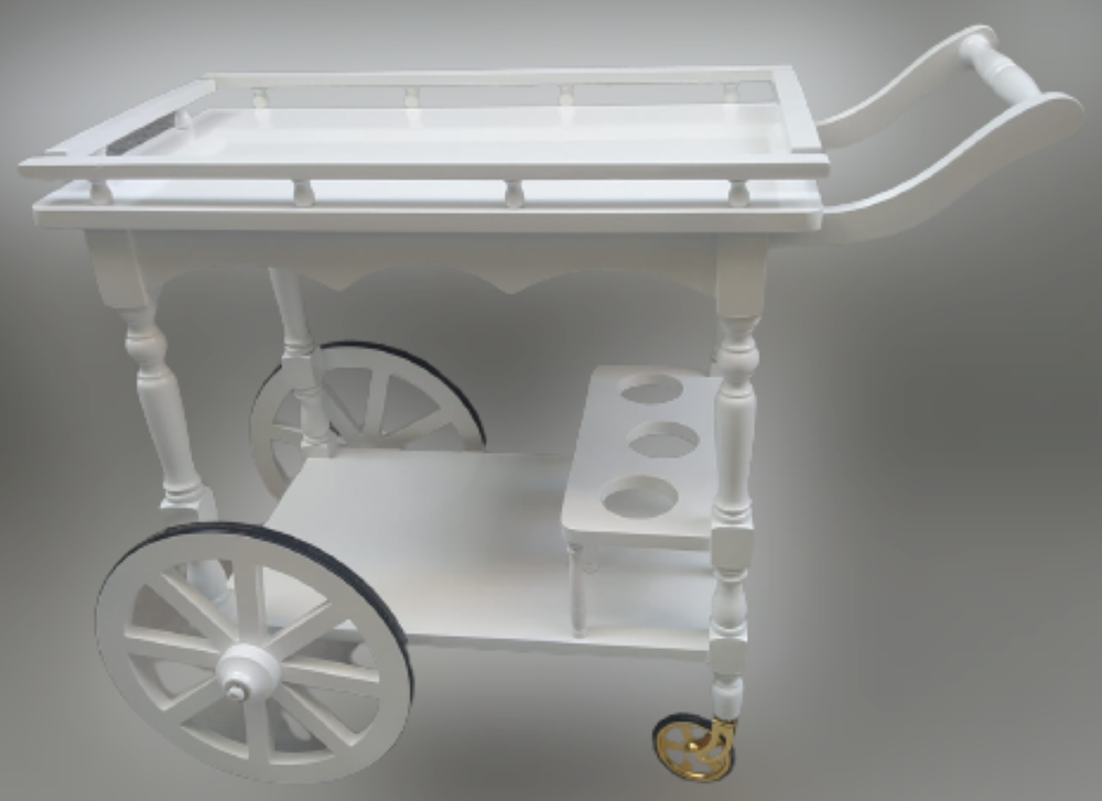 Servis Araba 12012 Büyük Teker Model Kayın Ayak Nature Ceviz Boya