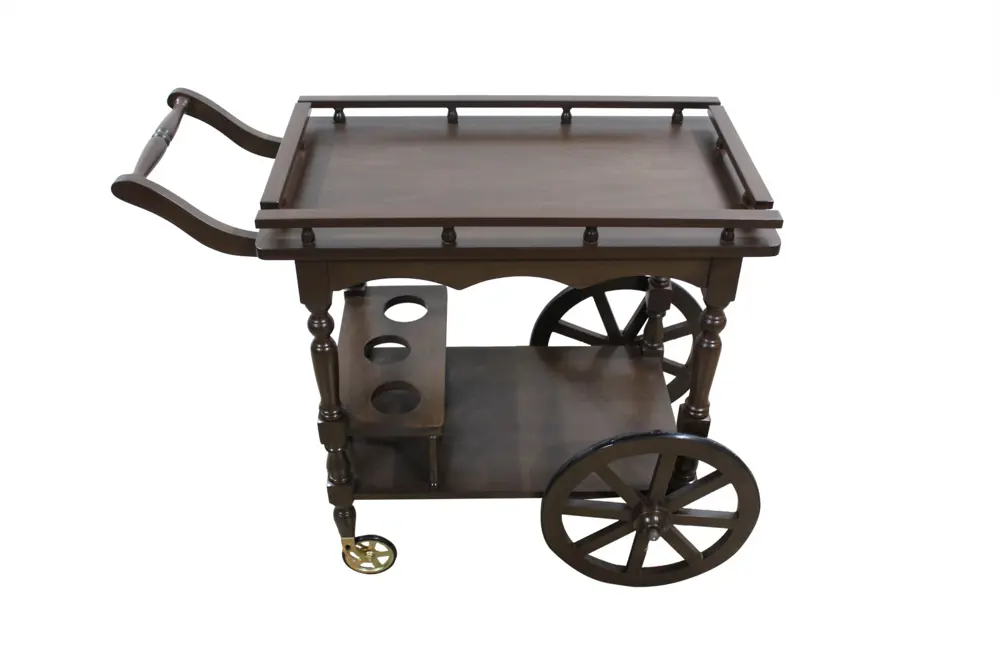 Servis Araba 14604 Büyük Teker Model Ahşap Kayın torna Ayak Natür