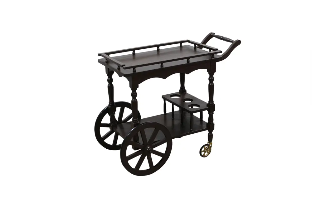 Servis Araba 14604 Büyük Teker Model Ahşap Kayın torna Ayak Natür