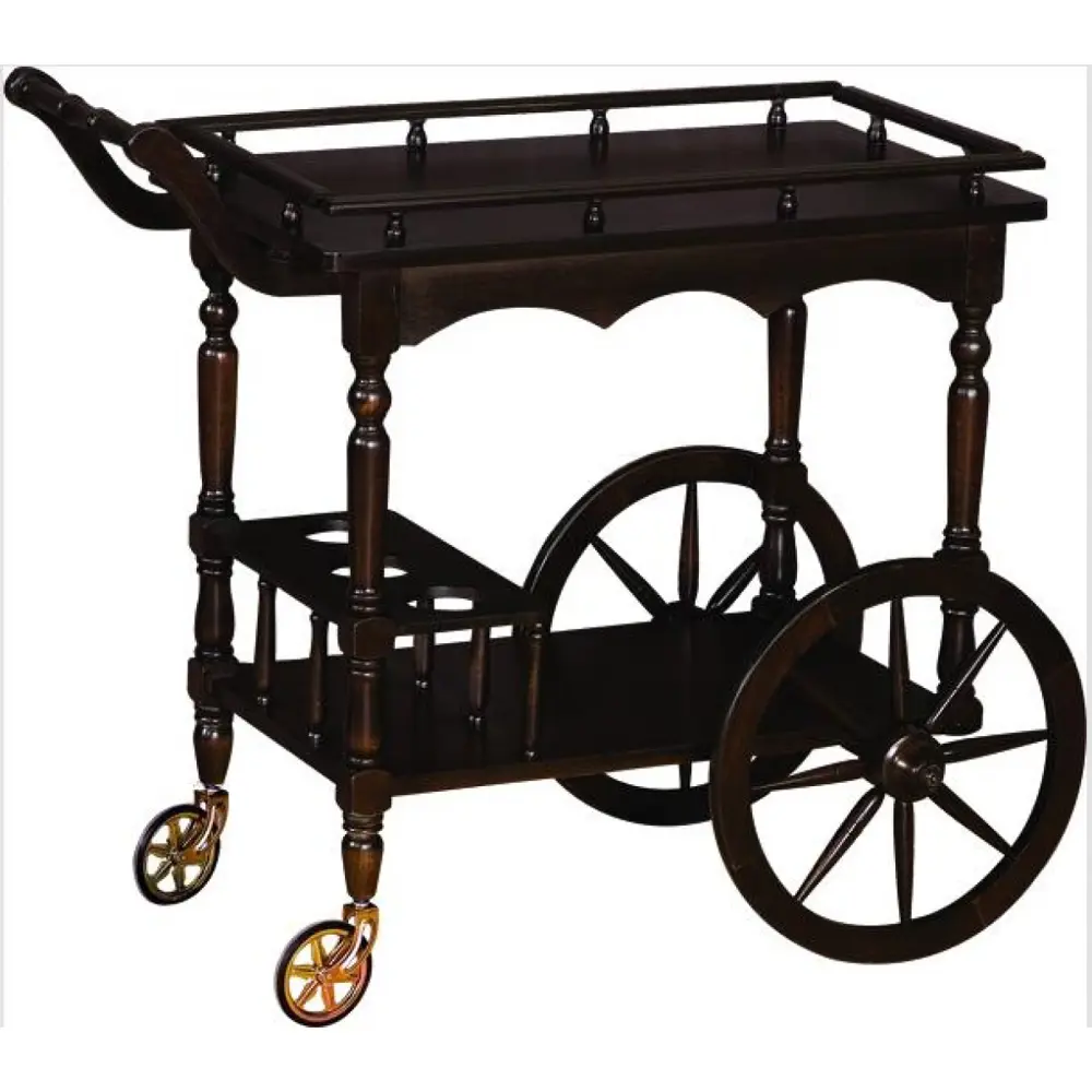 Servis Araba 18067 Büyük Teker Model Kayın Ayak Koyu Ceviz Boya Y