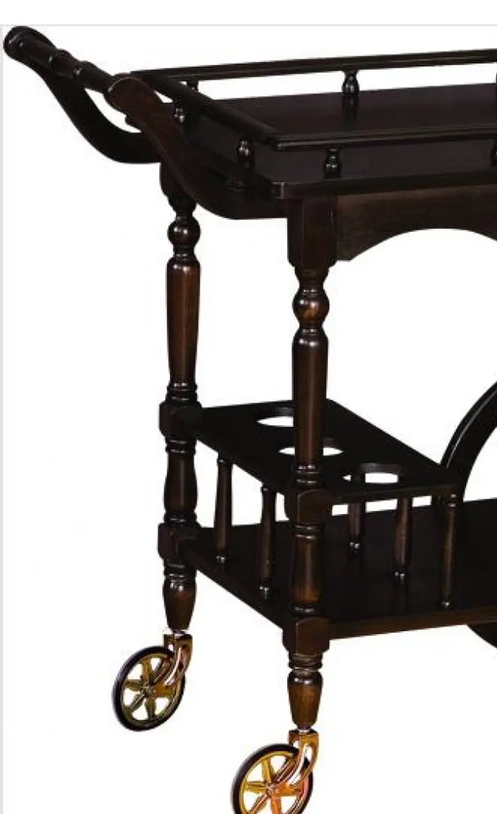 Servis Araba 18067 Büyük Teker Model Kayın Ayak Koyu Ceviz Boya Y