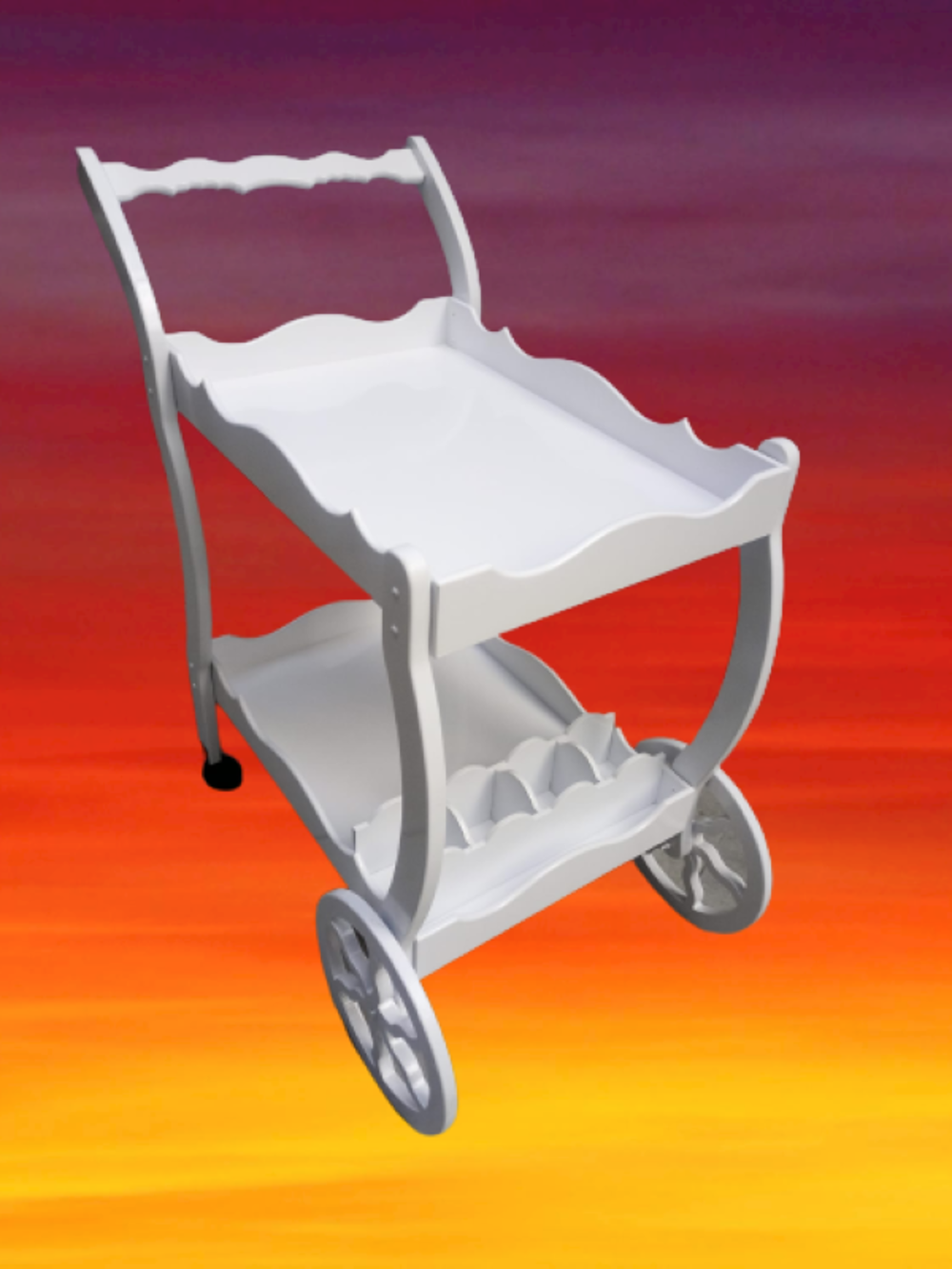 Servis Araba 19715 Teker EKO Model MDF Beyaz Ceviz Boya Yemek dağ