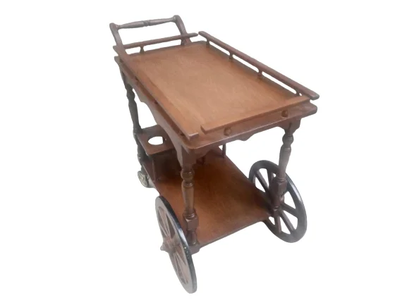 Servis Araba sehpa 19394 Büyük Teker Model Kayın Natüre ceviz Boya Yemek Dağıtım
