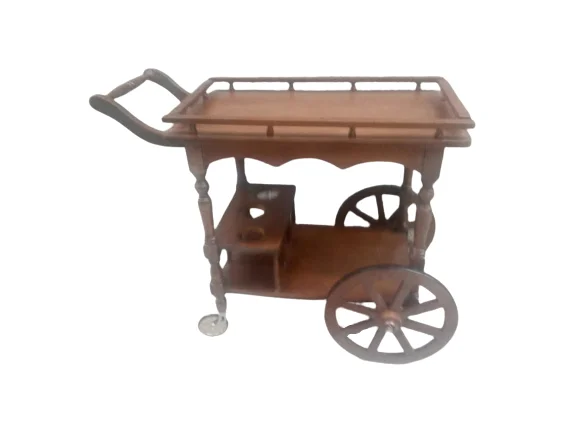 Servis Araba sehpa 19394 Büyük Teker Model Kayın Natüre ceviz Boya Yemek Dağıtım