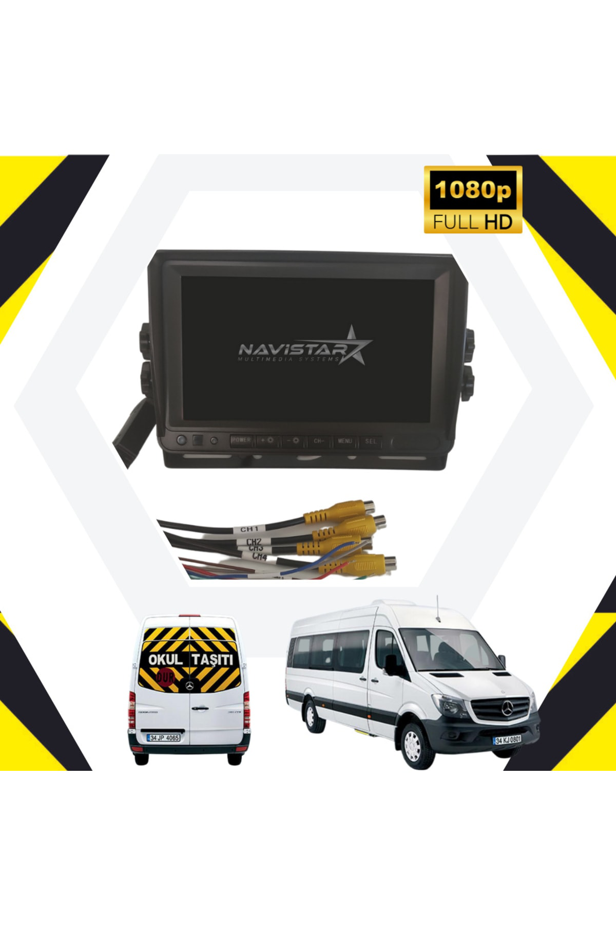 Servis Araçları Için 7 Inç Dörde Bölünebilir Kayıtlı 256 Gb Deste