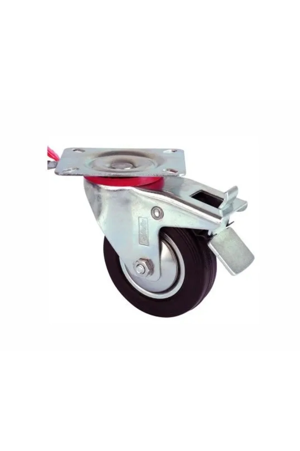 Servis Tekeri - Frenli Tablalı Siyah Döner - Çap 80 Mm