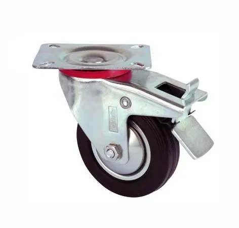 Servis Tekeri - Tablalı Frenli Siyah Döner - Çap 80 Mm