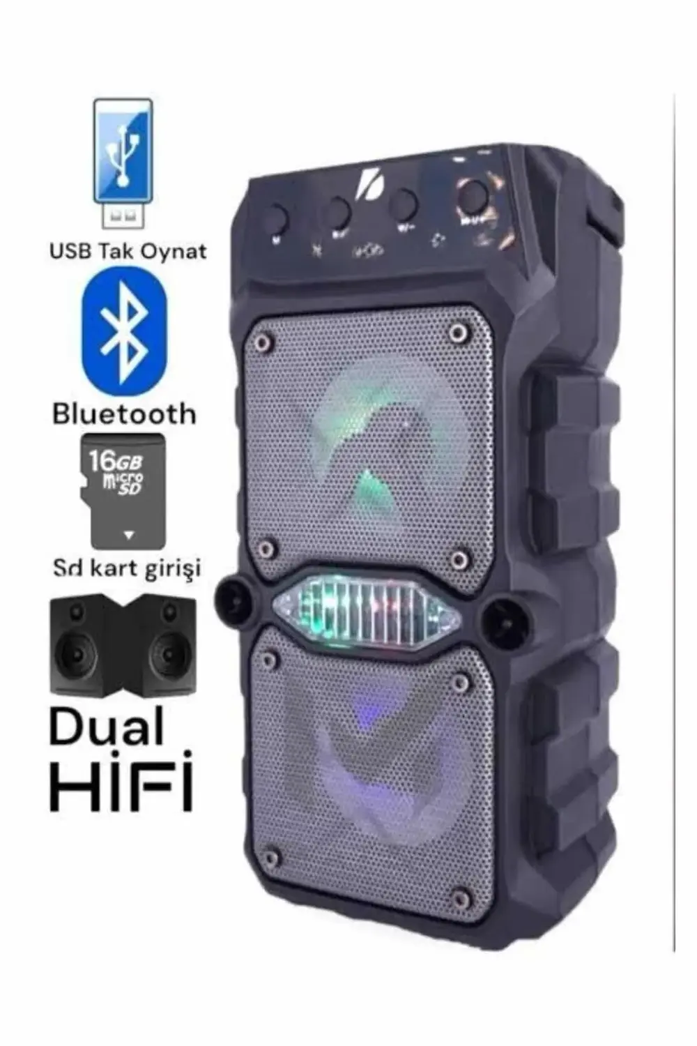 Ses Bombası Kablosuz Bluetooth Hoparlör Çift Çıkışlı Yüksek Ses K