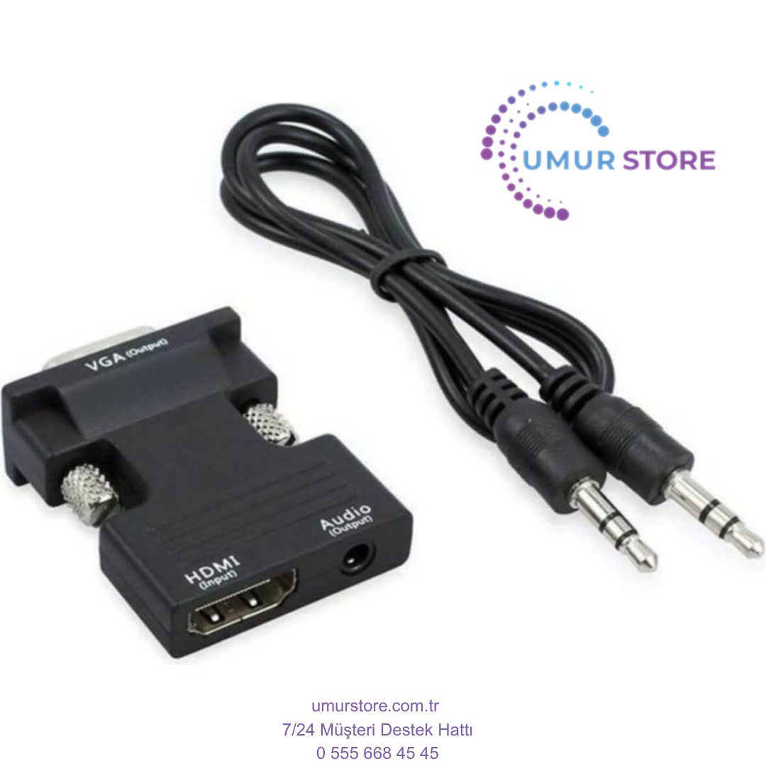 Ses Destekli HDMI To VGA Dönüştürücü Adaptör Ses Destekli HDMI To VGA Dönüştürücü Adaptör