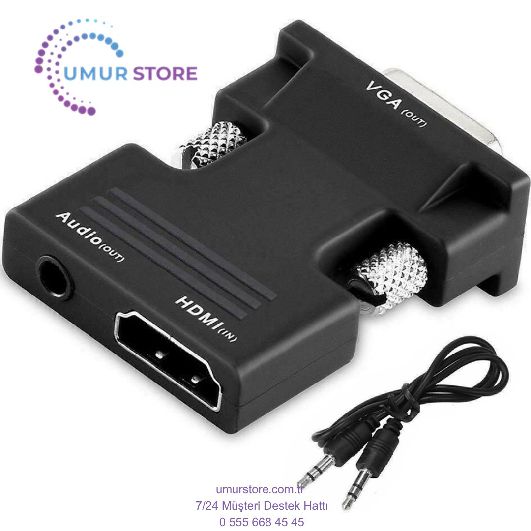 Ses Destekli HDMI To Vga Kablo Çevirici Dönüştürücü Ses Destekli HDMI To Vga Kablo Çevirici Dönüştürücü